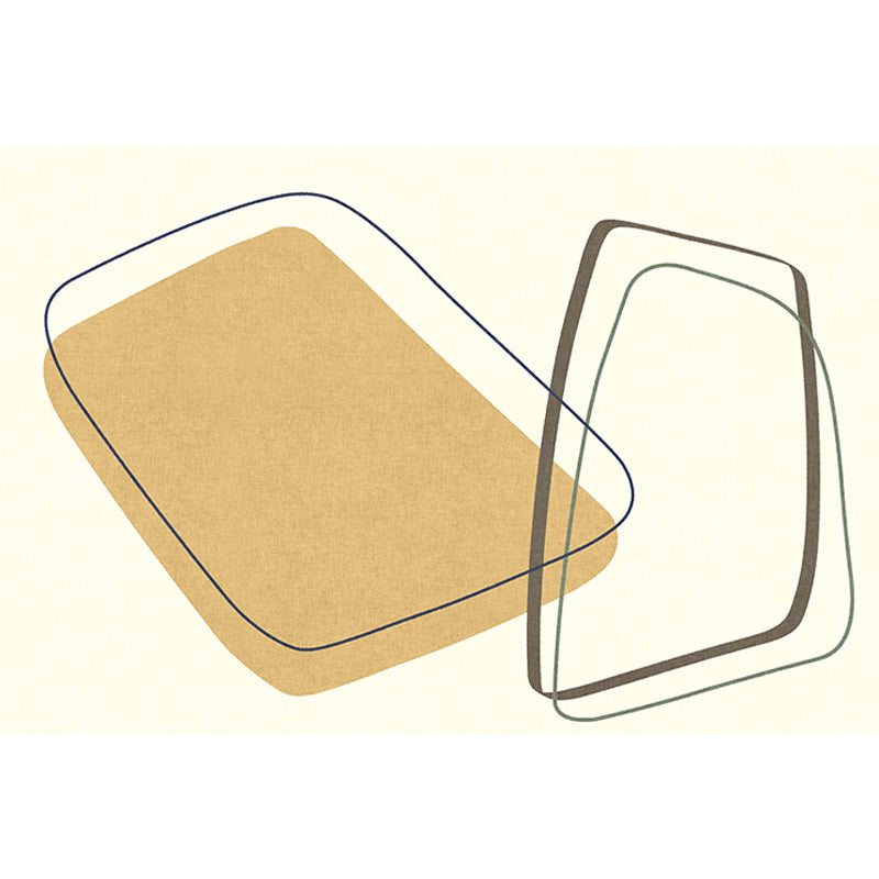 Unique Casual Rug Beige Colorblock Rug Washable Pet Friendly Non-Slip Carpet for Living Room