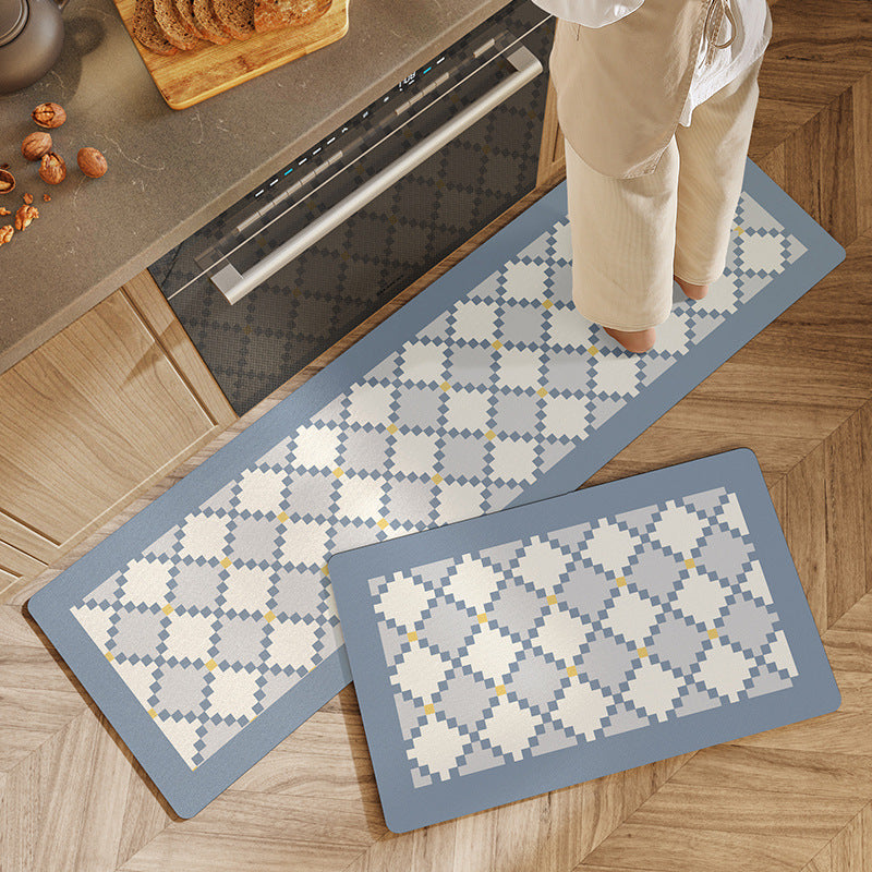 Abstract Geometry Lantern PVC Leather Kitchen Mat