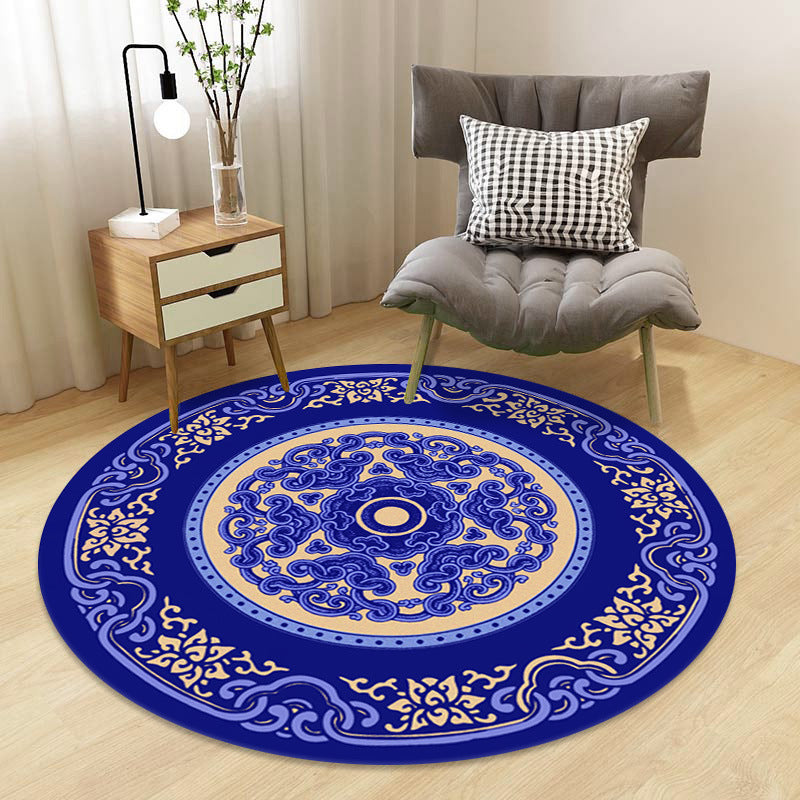 Chinoiserie Floral Rug Multi-Color Polypropylene Carpet Pet-Friendly Anti-Slip Backing Stain Resistant Rug for Drawing Room
