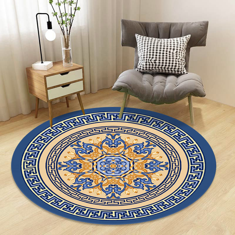 Chinoiserie Floral Rug Multi-Color Polypropylene Carpet Pet-Friendly Anti-Slip Backing Stain Resistant Rug for Drawing Room