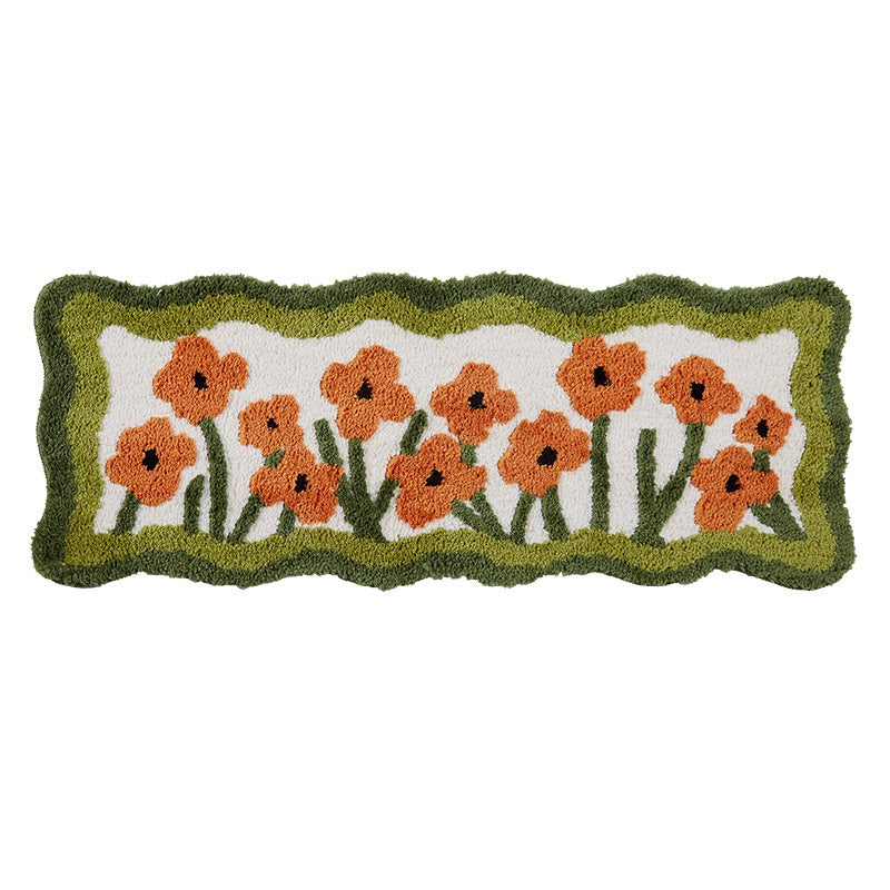 Orange Flowers Garden Bedroom Runner Mat