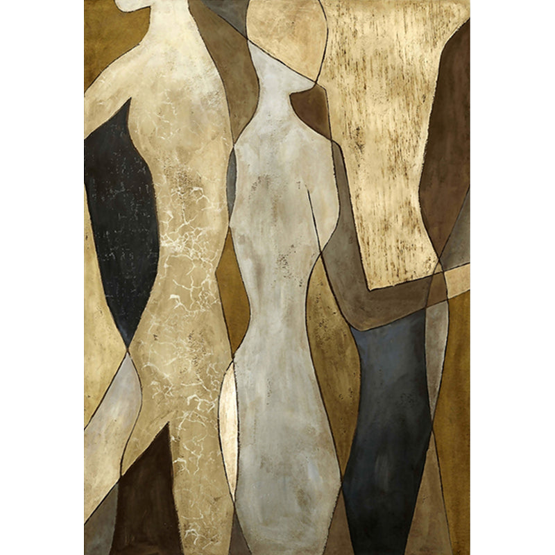 Unique Abstract Figure Rug Gold Novelty Area Carpet Polypropylene Stain Resistant Rug for Living Room