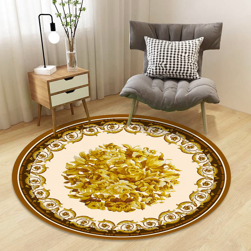 Chinoiserie Floral Rug Multi-Color Polypropylene Carpet Pet-Friendly Anti-Slip Backing Stain Resistant Rug for Drawing Room