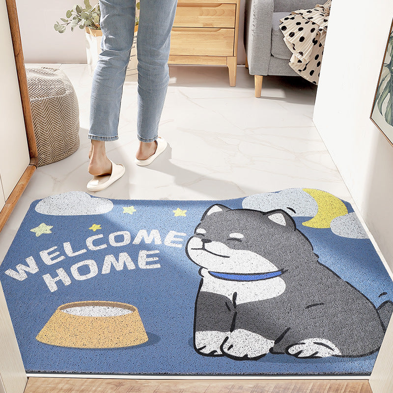 Cute Grey Cat PVC Coil Door Mat