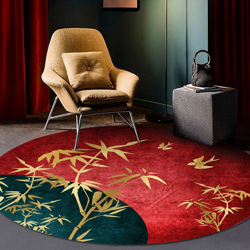 Classy Multi Color Asia Rug Polyester Botanics Carpet Stain Resistant Anti-Slip Backing Machine Wash Rug for Living Room