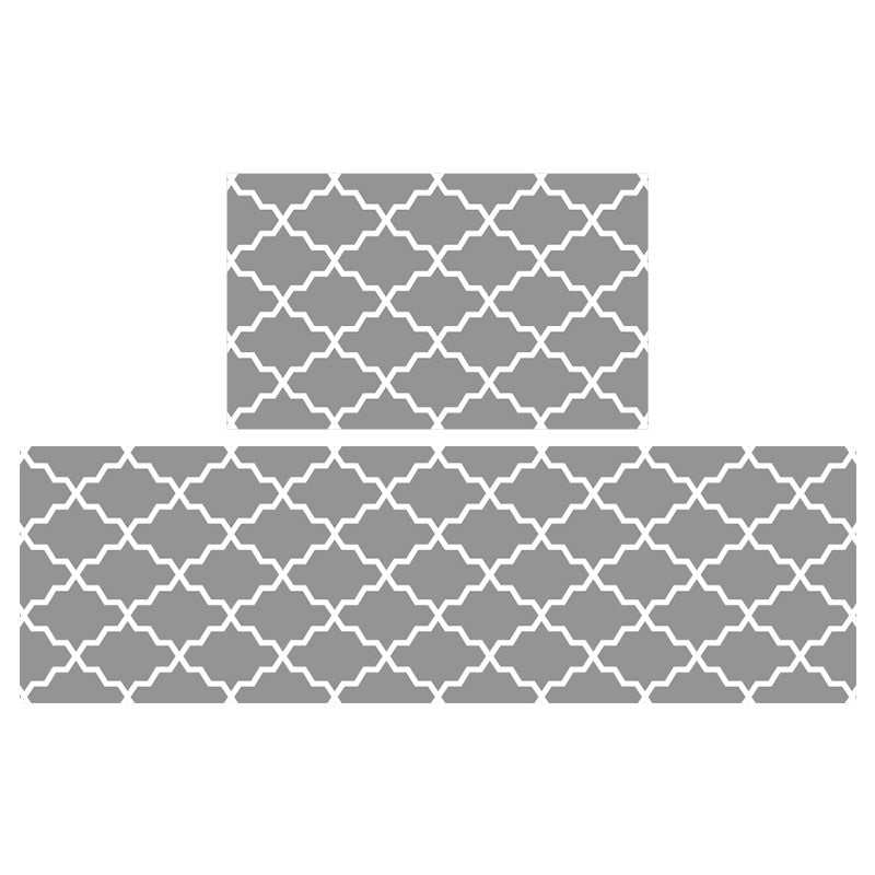 Grey/Red/Blue/Brown Water Wave Geometric Pattern PVC Leather Kitchen Mat Mom‘s Day Gift
