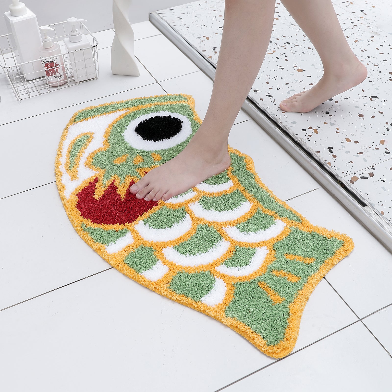 Cute Green Koi Fish Bath Mat