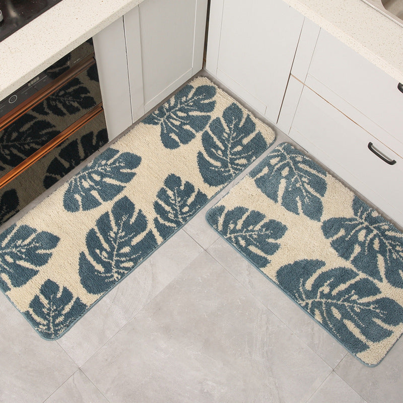 Scandinavian Jasper Green Leaves Bath Mat