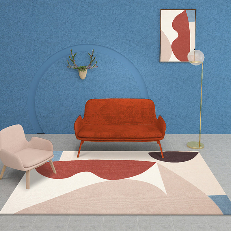 Unique Multicolor Modernist Rug Polyester Colorblock Rug Washable Pet Friendly Non-Slip Carpet for Living Room