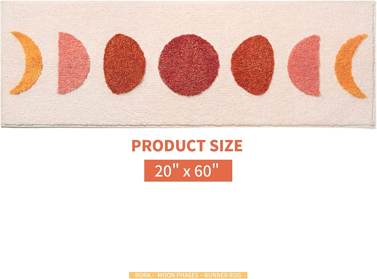 Pink Moon Phase Runner Mat for Bedroom Bathroom