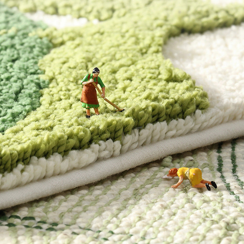 Blue Green Black Leaves and Flower Bath Mat
