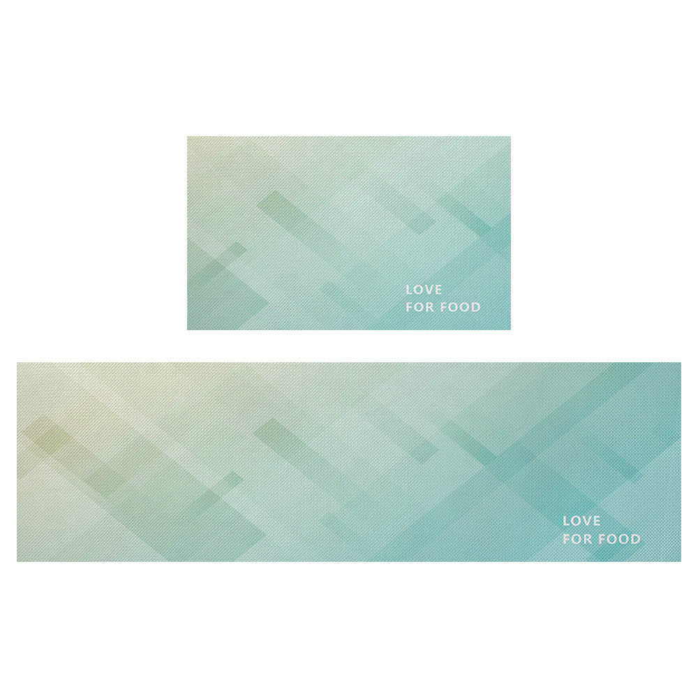 Green Gradient Geometric Pattern PVC Leather Kitchen Mat