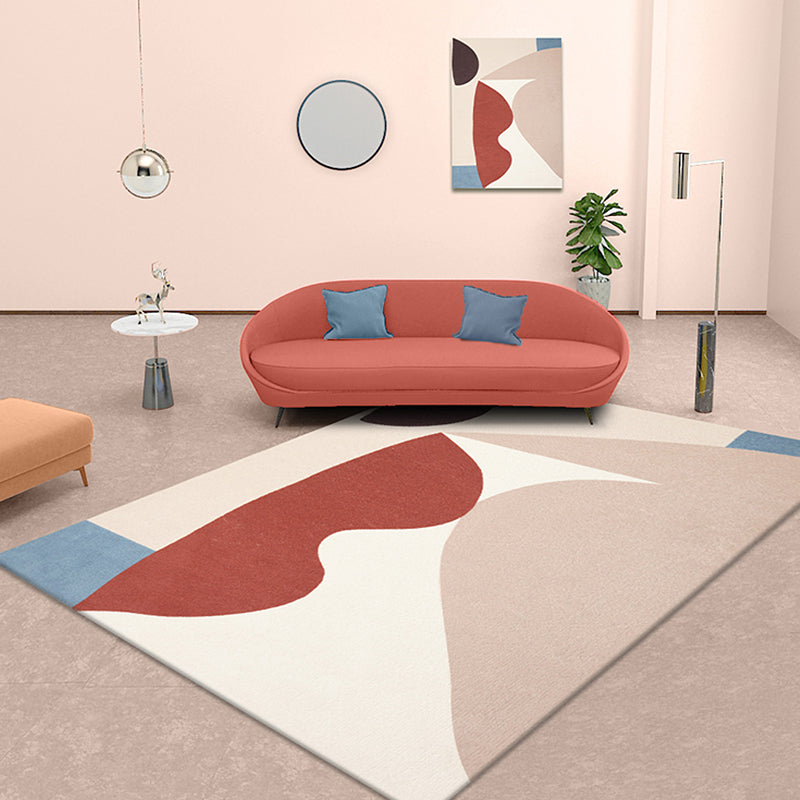 Unique Multicolor Modernist Rug Polyester Colorblock Rug Washable Pet Friendly Non-Slip Carpet for Living Room