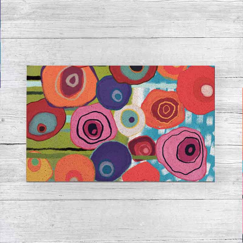 Colorful Flower Garden PVC coil Door Mat 