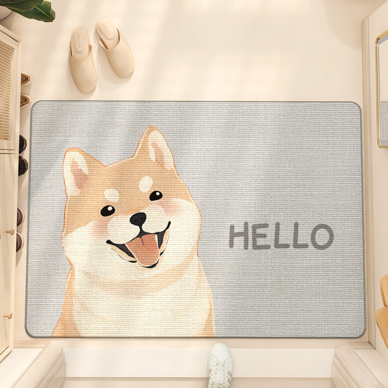 Cute Tongue Out Shiba Inu PVC Coil Door Mat