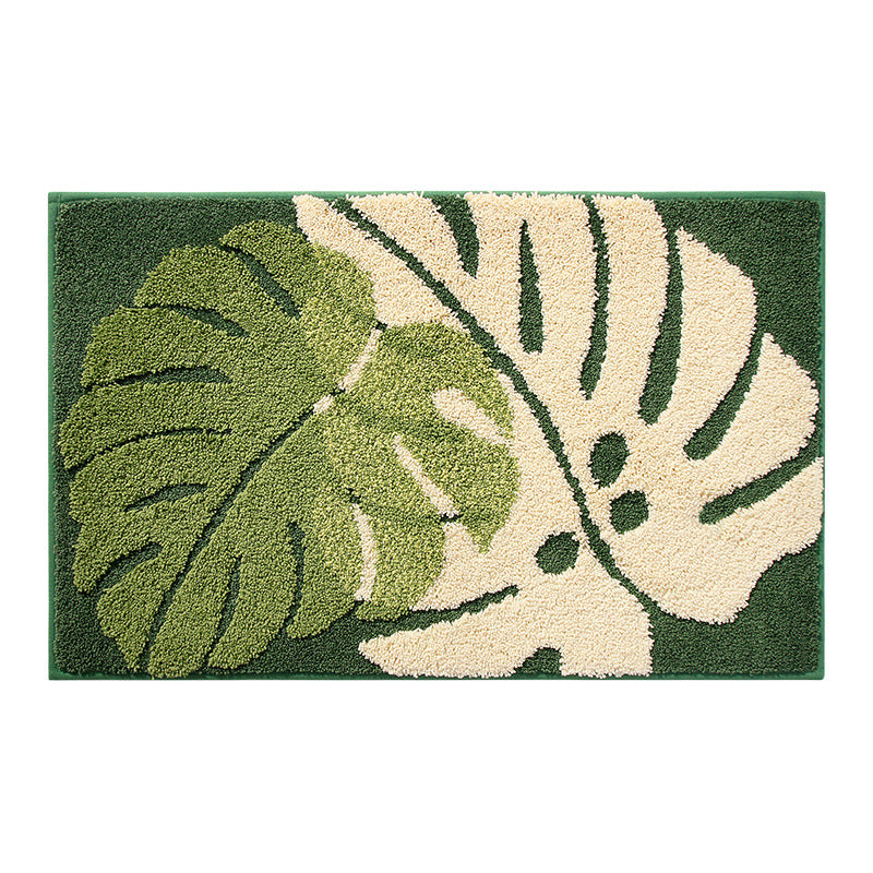 Brown Leaves Bath Mat, Floral Bathroom Rugs Mat