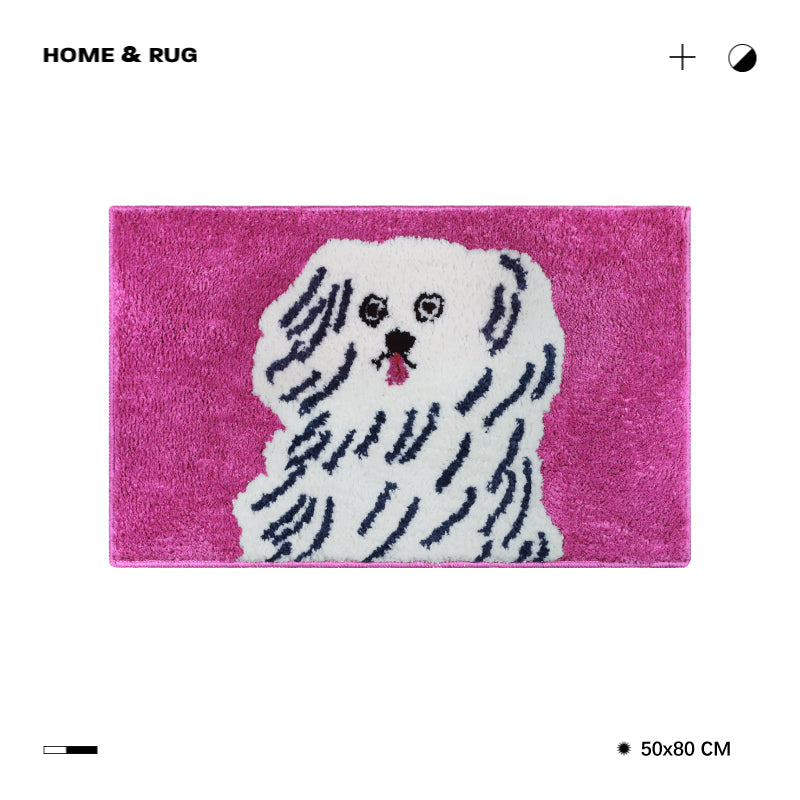 Cute White Dog Bath Mat