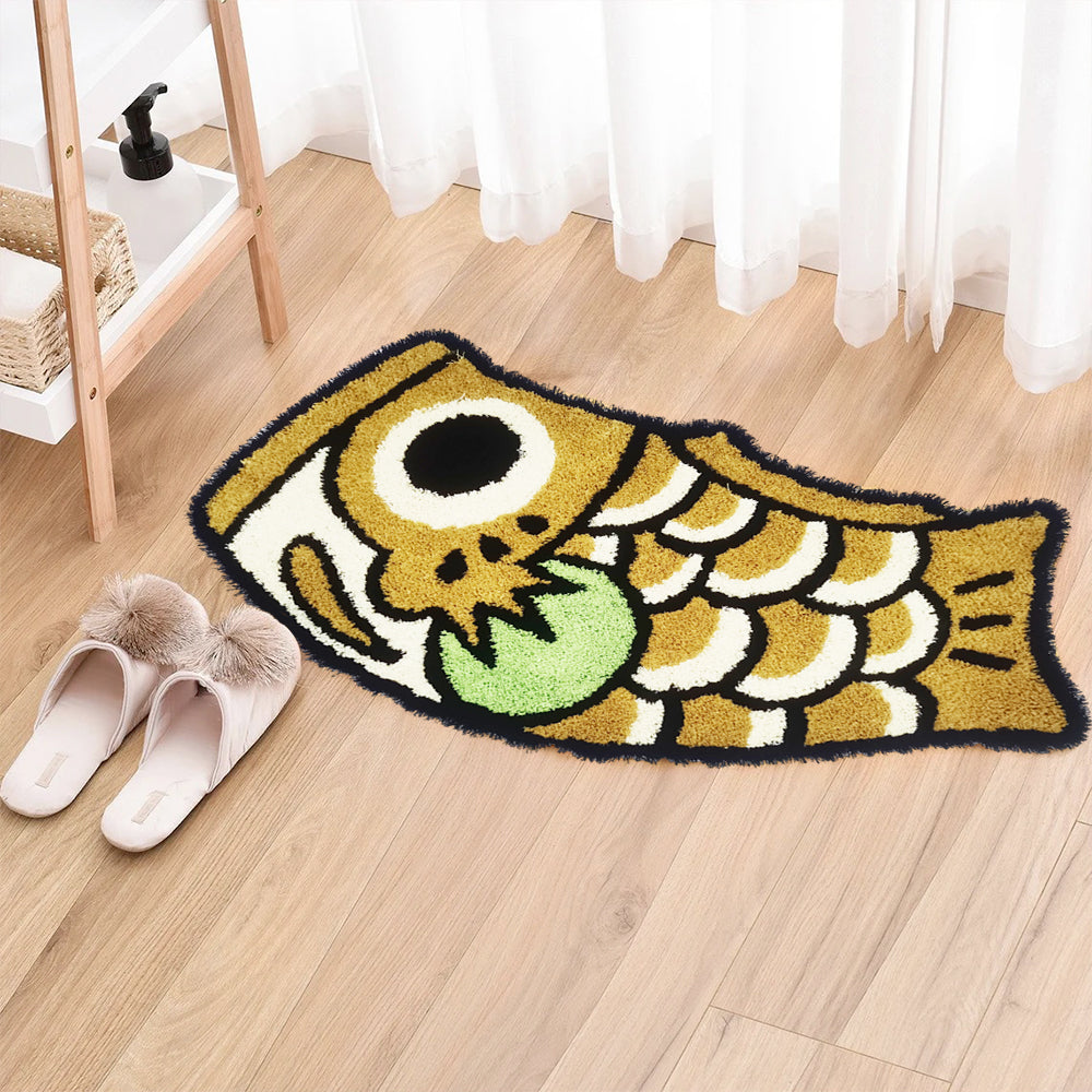 Cute Earth Yellow Koi Fish Bath Mat
