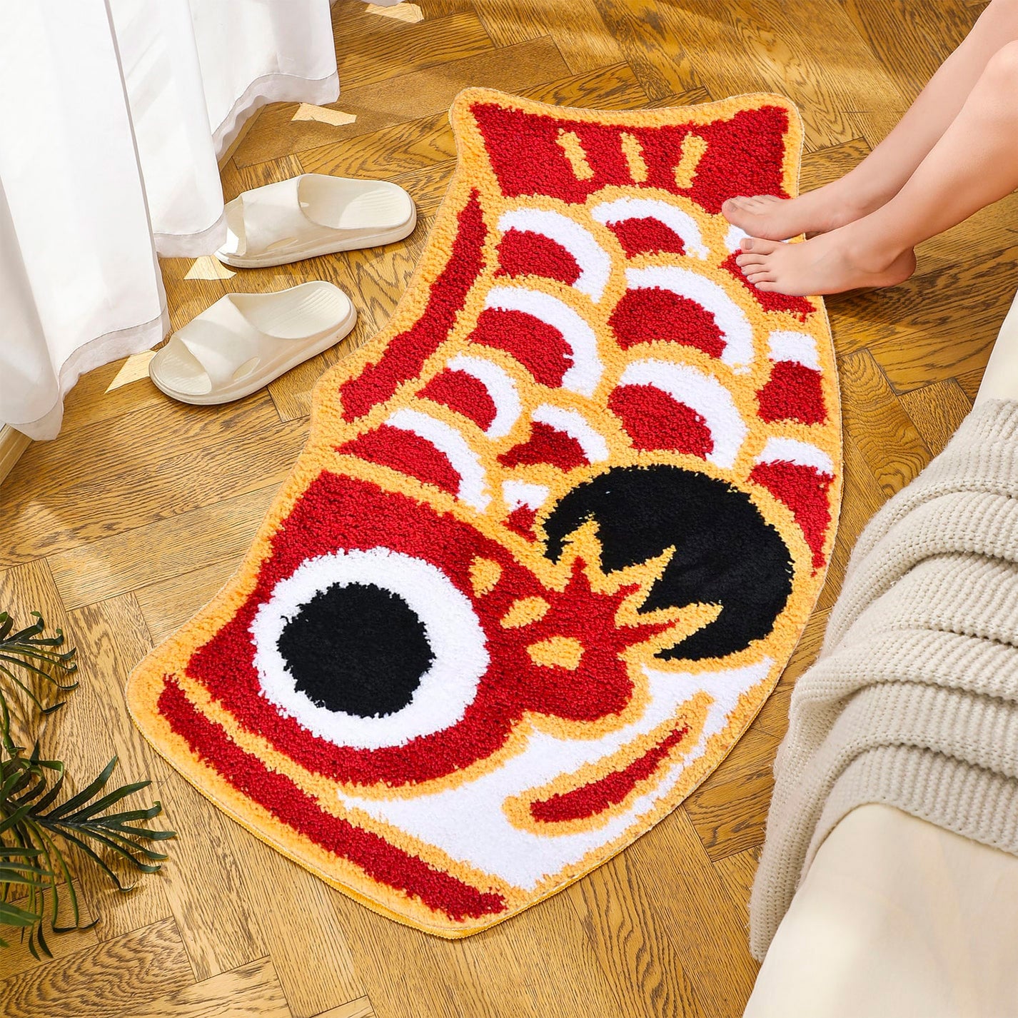 Cute Red Koi Fish Long Runner Mat, Extra Big Bedroom Mat, 64x120cm / 25x47 Inches