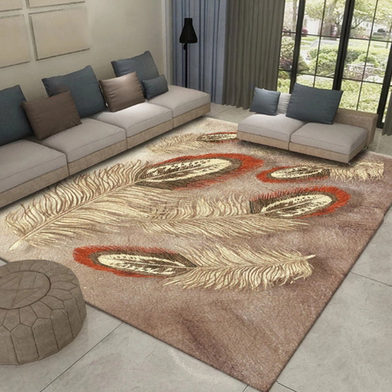 Western Plant Print Rug Multi-Color Polyster Area Carpet Pet Friendly Stain-Resistant Indoor Rug for Parlor