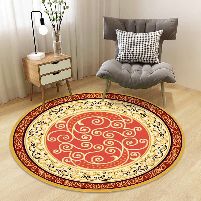 Chinoiserie Floral Rug Multi-Color Polypropylene Carpet Pet-Friendly Anti-Slip Backing Stain Resistant Rug for Drawing Room