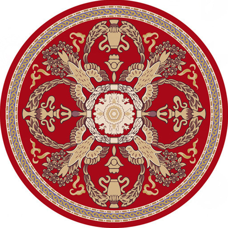 Chinoiserie Floral Rug Multi-Color Polypropylene Carpet Pet-Friendly Anti-Slip Backing Stain Resistant Rug for Drawing Room