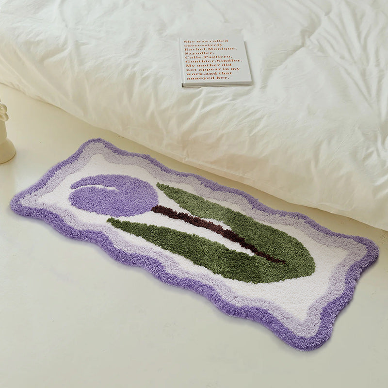 Purple Flowers Tulip Bedroom Runner Mat