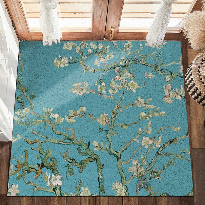 White Apricot Flowers And Blue Sky PVC Coil Door Mat