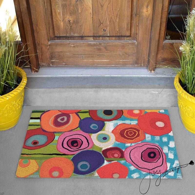 Colorful Flower Garden PVC coil Door Mat 