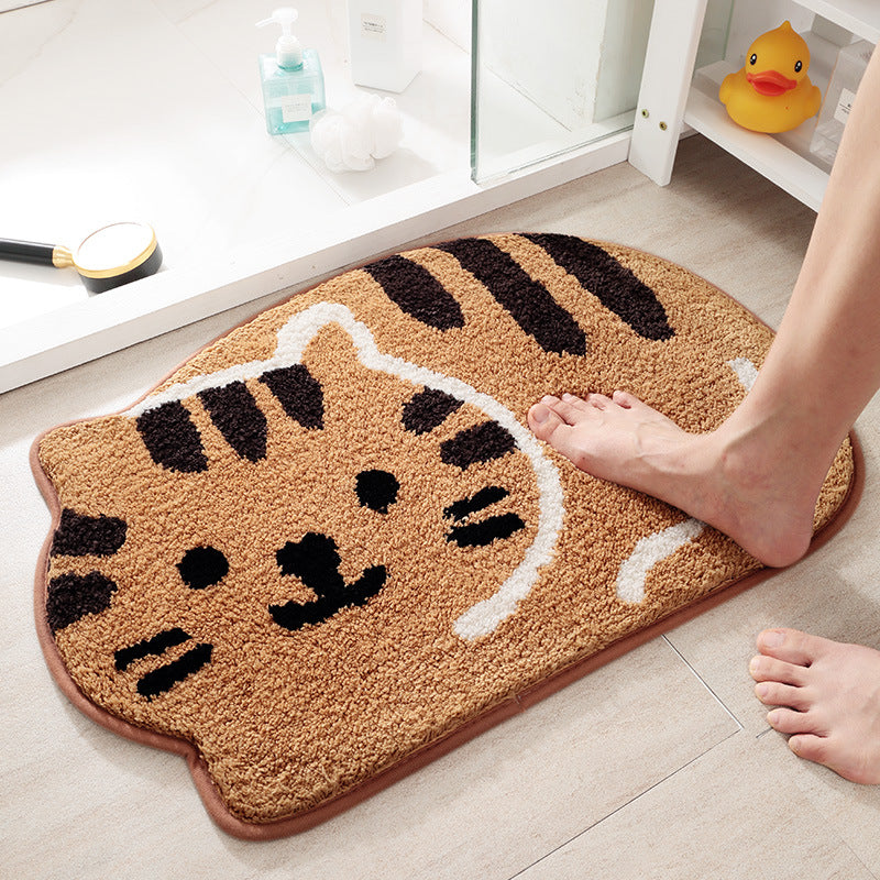 Smiling Cat Bath Mat, Animal Bathroom Rug