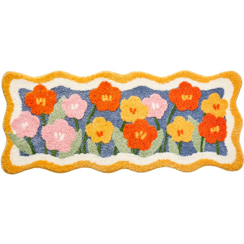Lovely Purple Flowers Bedroom Runner Mat