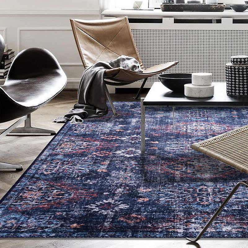 Moroccan Style Print Rug Multicolor Polyester Carpet Anti-Slip Pet Friendly Machine Washable Rug for Family Room