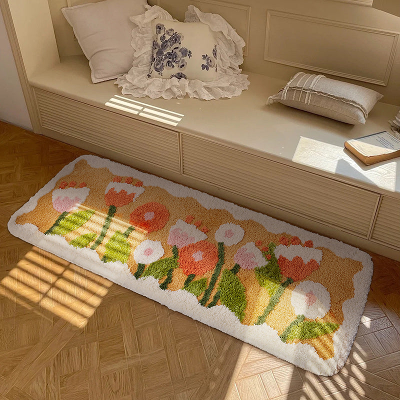 Purple Flowers Tulip Bedroom Runner Mat