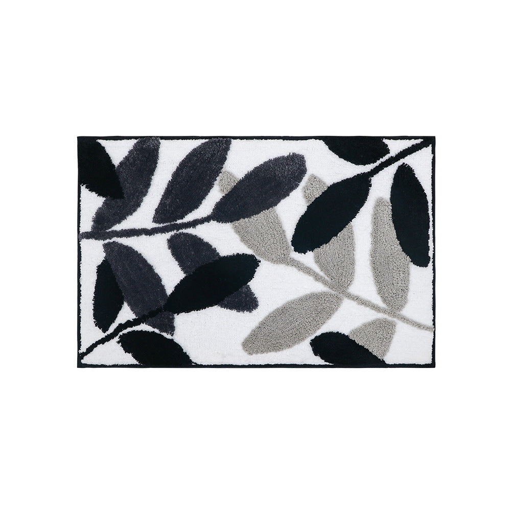 Black/Green/Blue Leaves Bath Mat