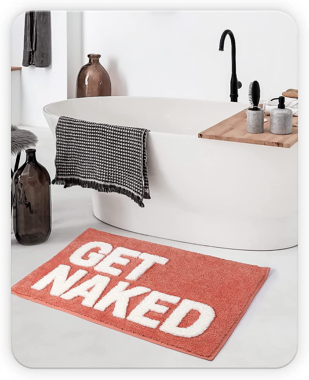 Red/Grey Get Naked Bath Mat