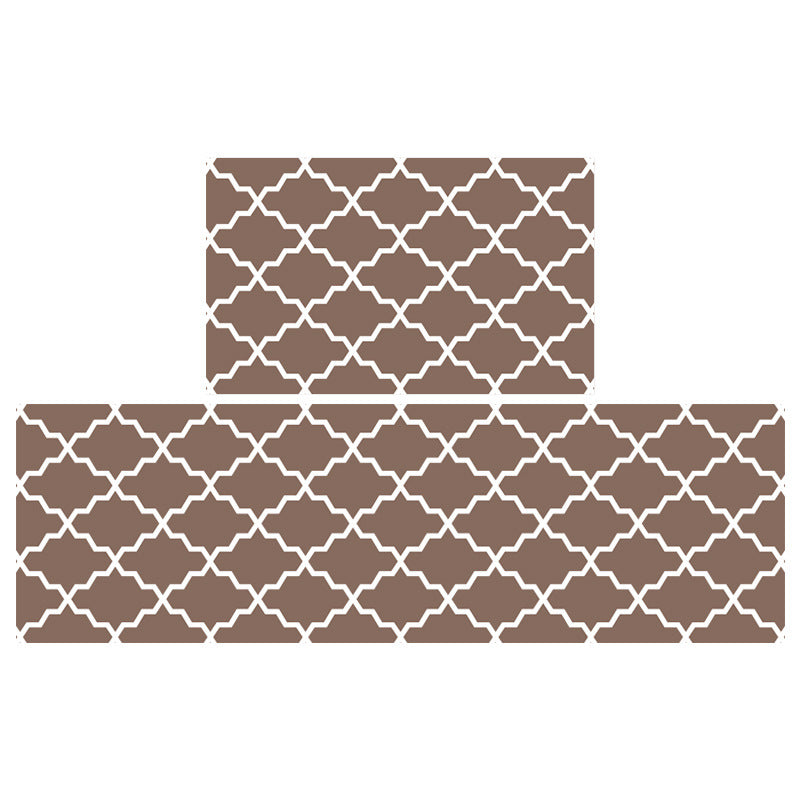 Grey/Red/Blue/Brown Water Wave Geometric Pattern PVC Leather Kitchen Mat Mom‘s Day Gift