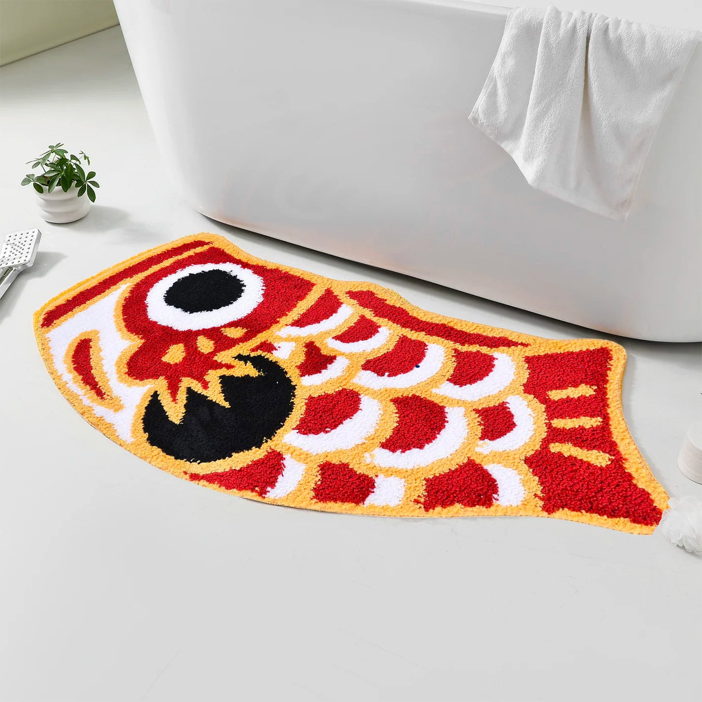 Cute Red Koi Fish Long Runner Mat, Extra Big Bedroom Mat, 64x120cm / 25x47 Inches