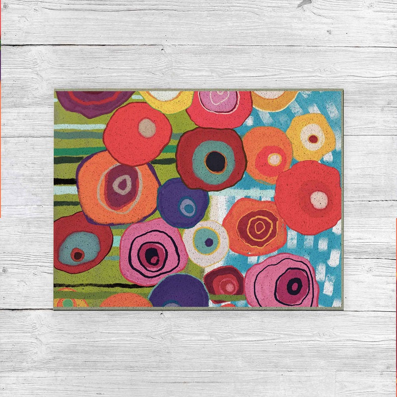 Colorful Flower Garden PVC coil Door Mat 