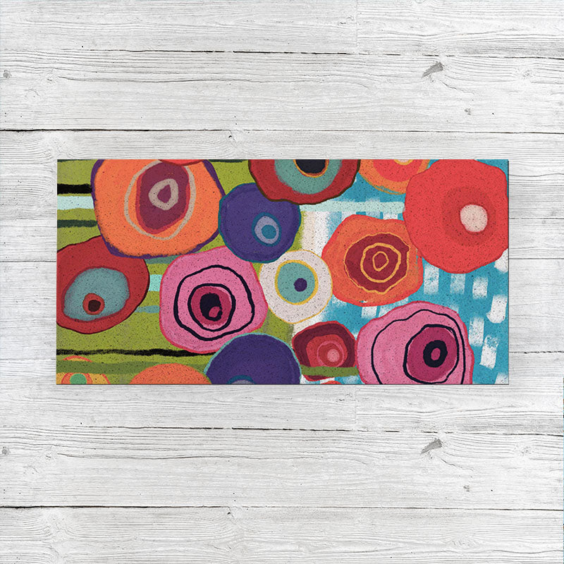 Colorful Flower Garden PVC coil Door Mat 