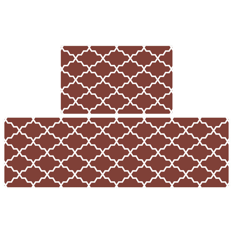 Grey/Red/Blue/Brown Water Wave Geometric Pattern PVC Leather Kitchen Mat Mom‘s Day Gift