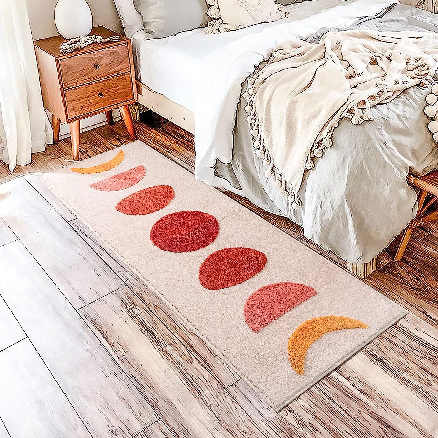 Pink Moon Phase Runner Mat for Bedroom Bathroom