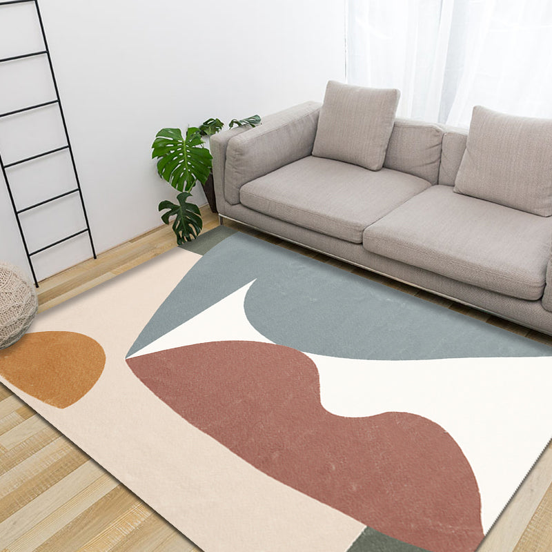 Unique Multicolor Modernist Rug Polyester Colorblock Rug Washable Pet Friendly Non-Slip Carpet for Living Room