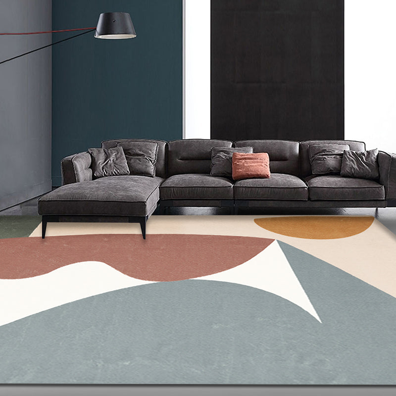 Unique Multicolor Modernist Rug Polyester Colorblock Rug Washable Pet Friendly Non-Slip Carpet for Living Room