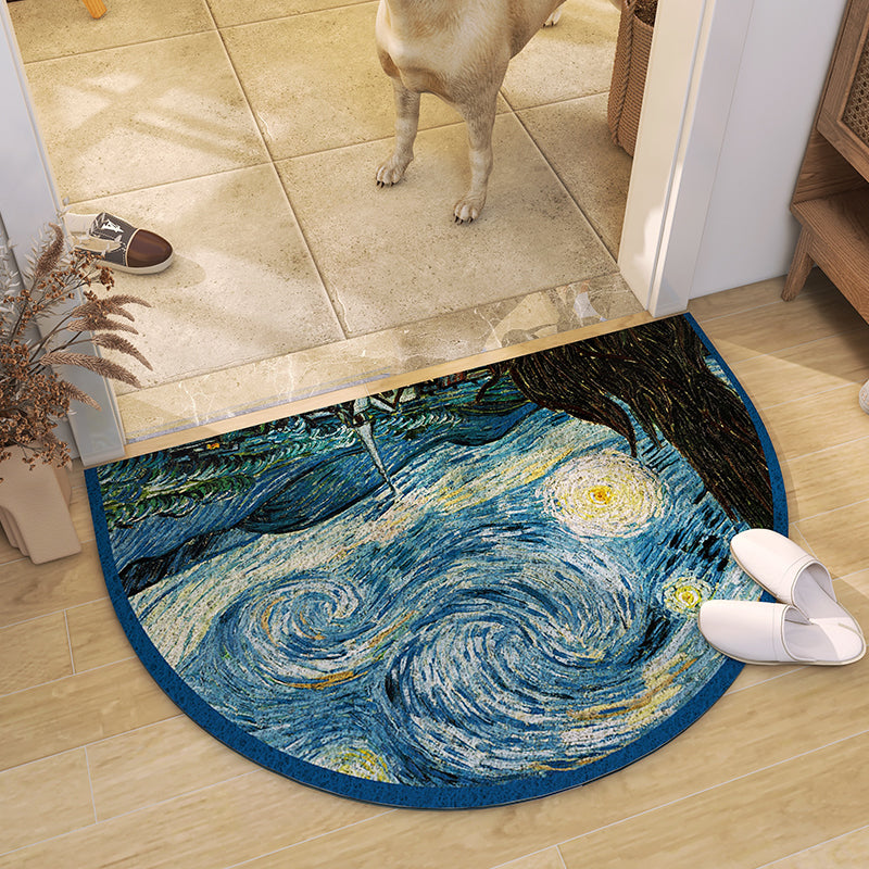 Blue Oil Painting Starry Sky PVC Coil Door Mat