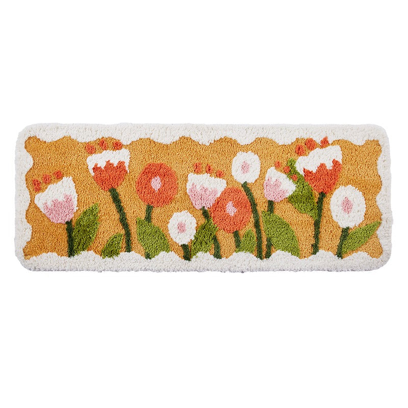 Orange Flowers Garden Bedroom Runner Mat