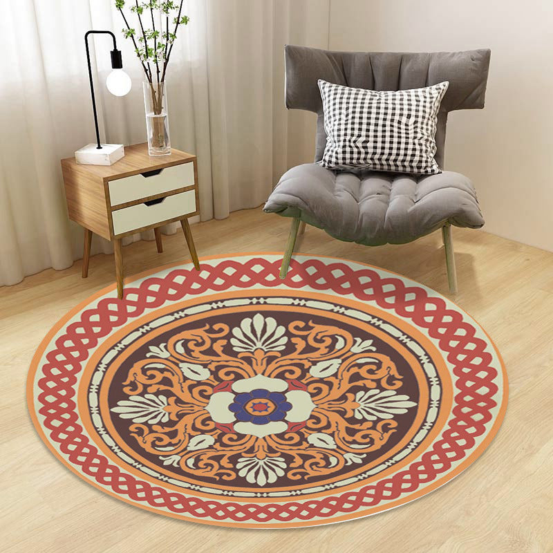 Chinoiserie Floral Rug Multi-Color Polypropylene Carpet Pet-Friendly Anti-Slip Backing Stain Resistant Rug for Drawing Room
