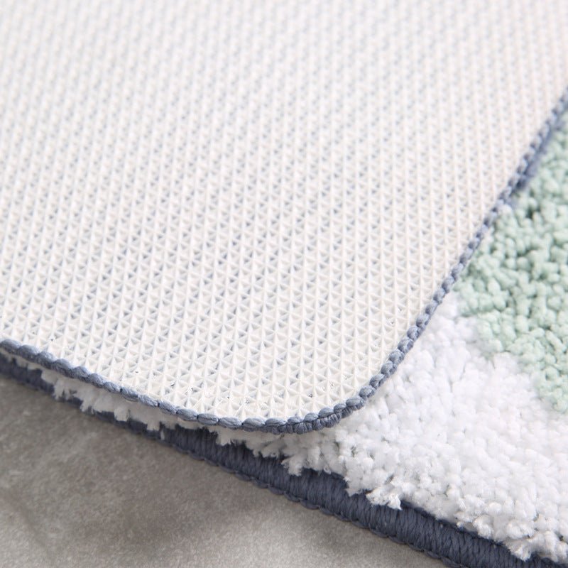 Abstract Blue and White Geometric Leaves Bath Mat