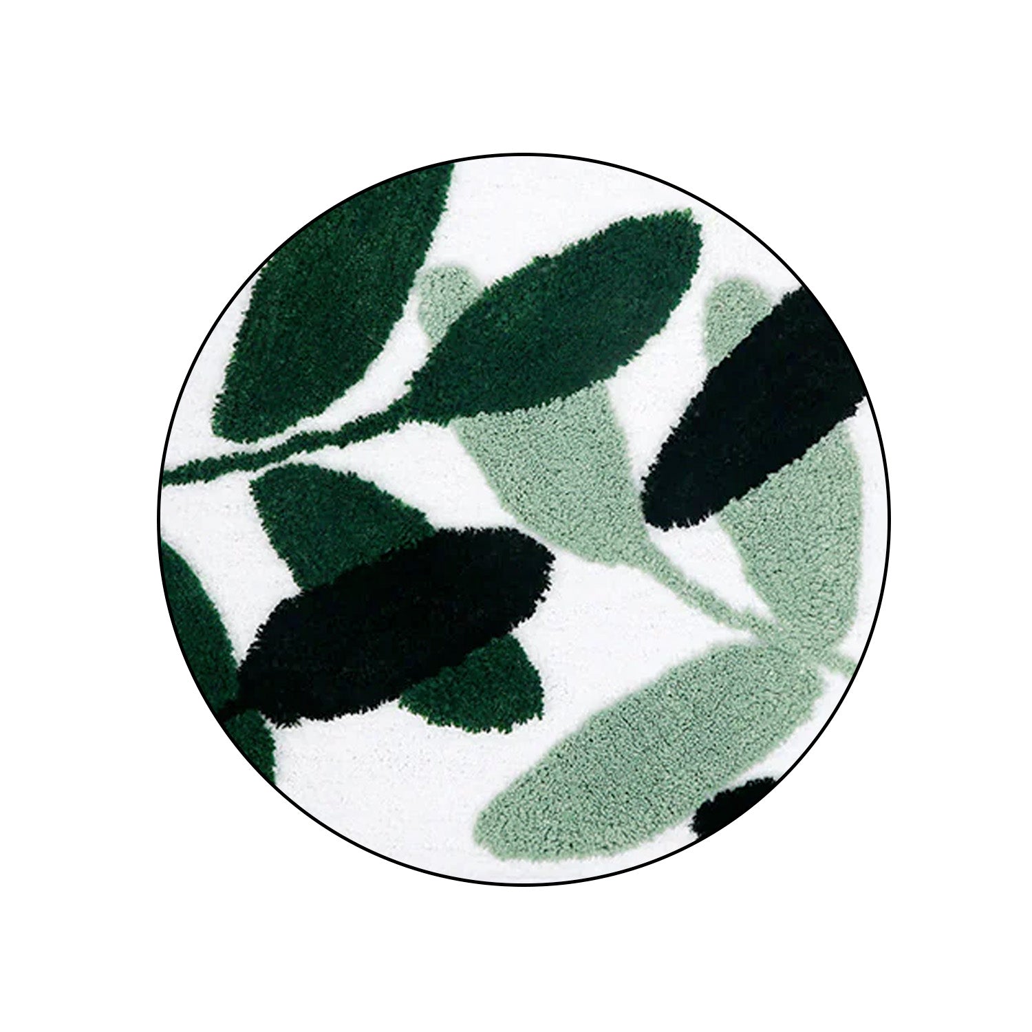 Black/Green/Blue Leaves Bath Mat
