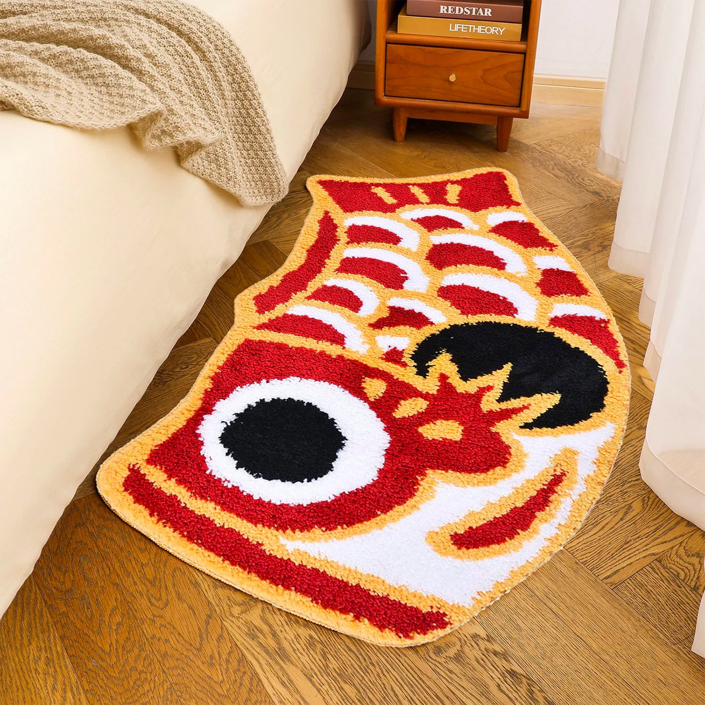 Cute Red Koi Fish Long Runner Mat, Extra Big Bedroom Mat, 64x120cm / 25x47 Inches