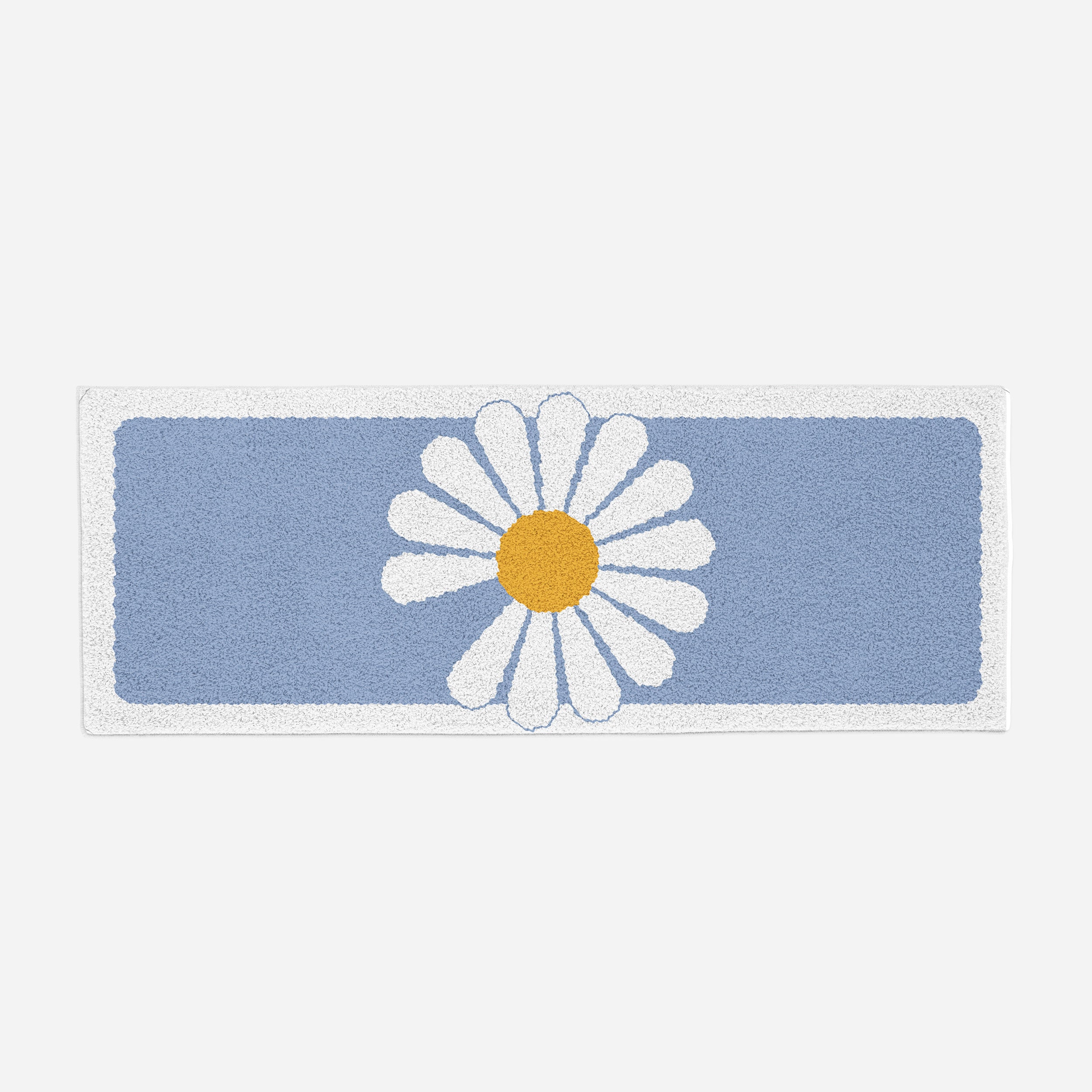 Daisy Flower Bath Mat, Chrysanthemum Bathroom Rug, 23x64 inches